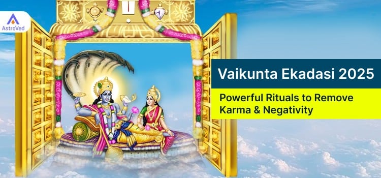 Lord Vishnu resting in cave as Ekadasi Shakti emerges to slay demon Muran during Vaikunta Ekadasi 2025 legend from Padma Purana.